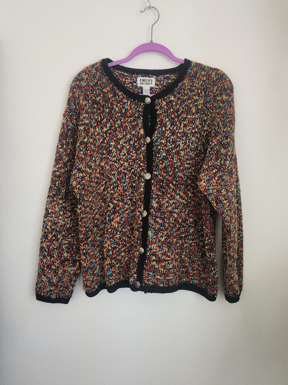 Chico's Multicolor Knit Button-Front Sweater